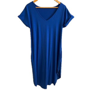 EUC long cotton v neck tee shirt dress size L